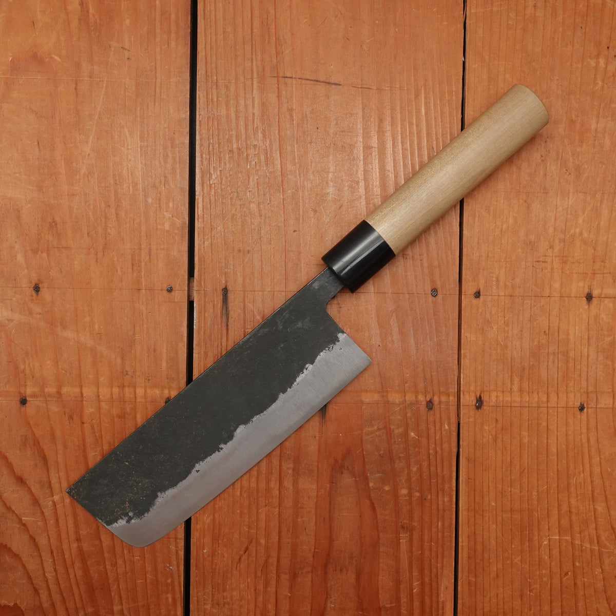 Morihei Hisamoto 165mm Nakiri Kurouchi Shirogami 1 Ho Wood (D-shape)