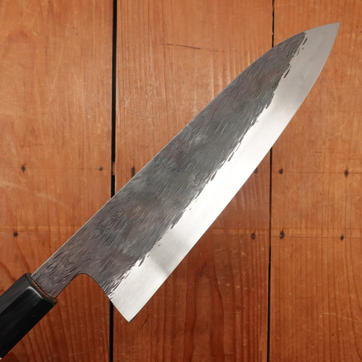 Isamitsu 210mm Gyuto Stainless Clad Shirogami 1 Kurouchi Yakusugi Cedar Handle