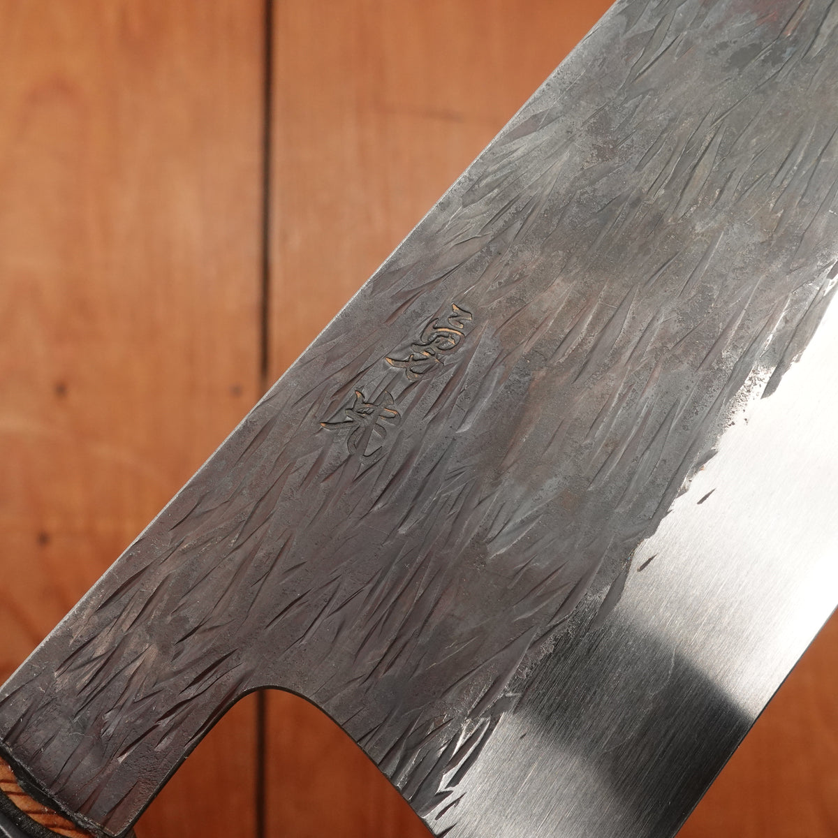 Isamitsu 210mm Gyuto Stainless Clad Shirogami 1 Kurouchi Yakusugi Cedar Handle