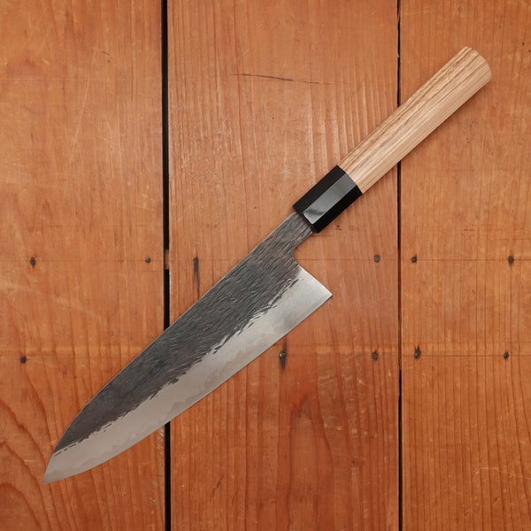Isamitsu 210mm Gyuto Stainless Clad Shirogami 1 Kurouchi Taihei Zebrawood Handle