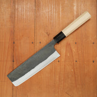 Kaneshige Hamono 165mm Nakiri Stainless Clad Aogami 2 Kurouchi Ho Wood Handle