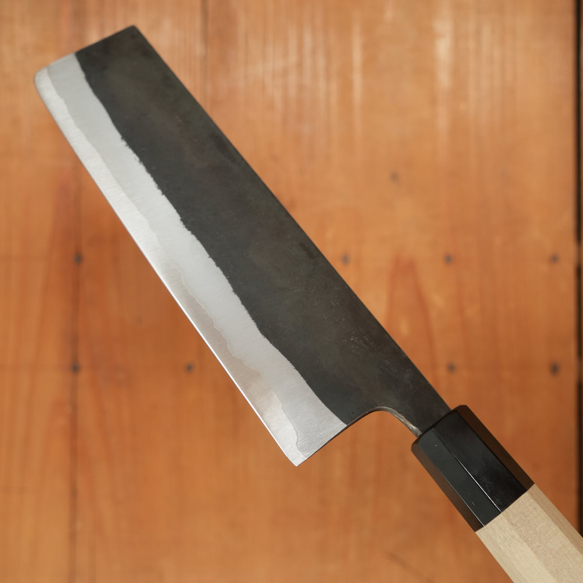 Kaneshige Hamono 165mm Nakiri Stainless Clad Aogami 2 Kurouchi Ho Wood Handle