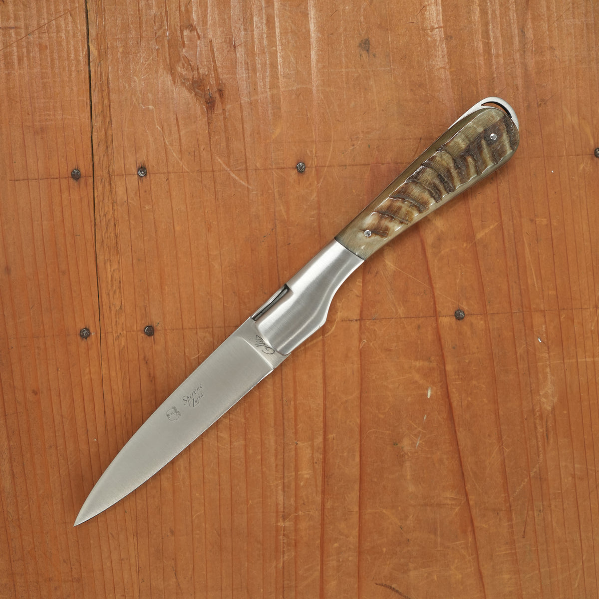 Fontenille Pataud Sperone 12cm Stainless Lockback Ram Horn Handle