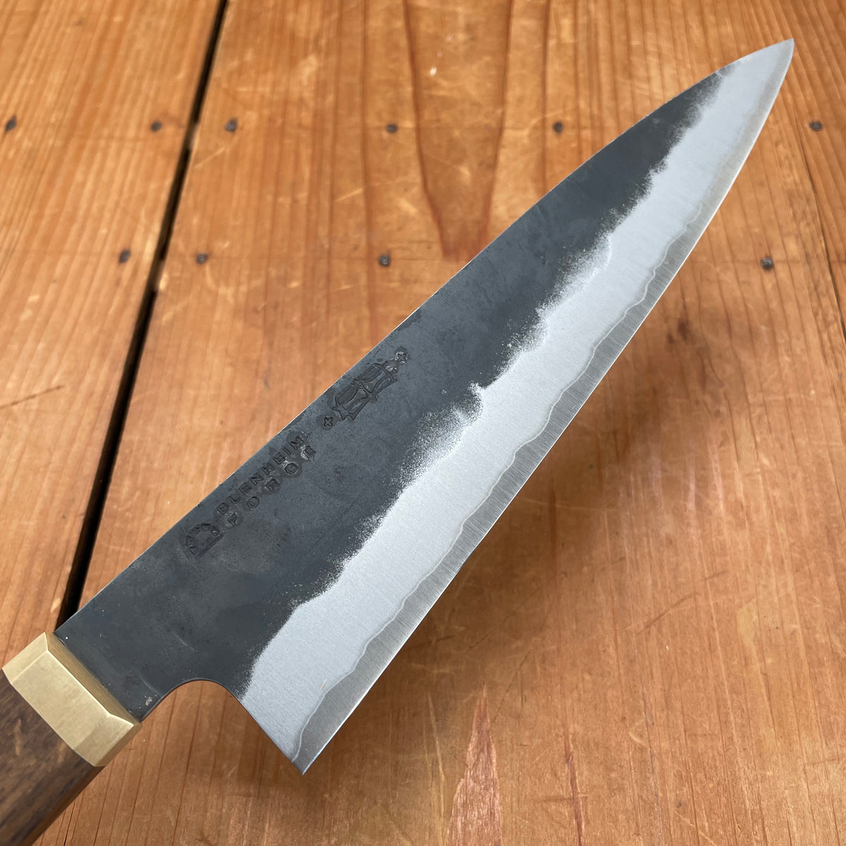 Blenheim Forge x Bernal Cutlery 200mm Gyuto Stainless Clad Aogami Super Oak & Brass