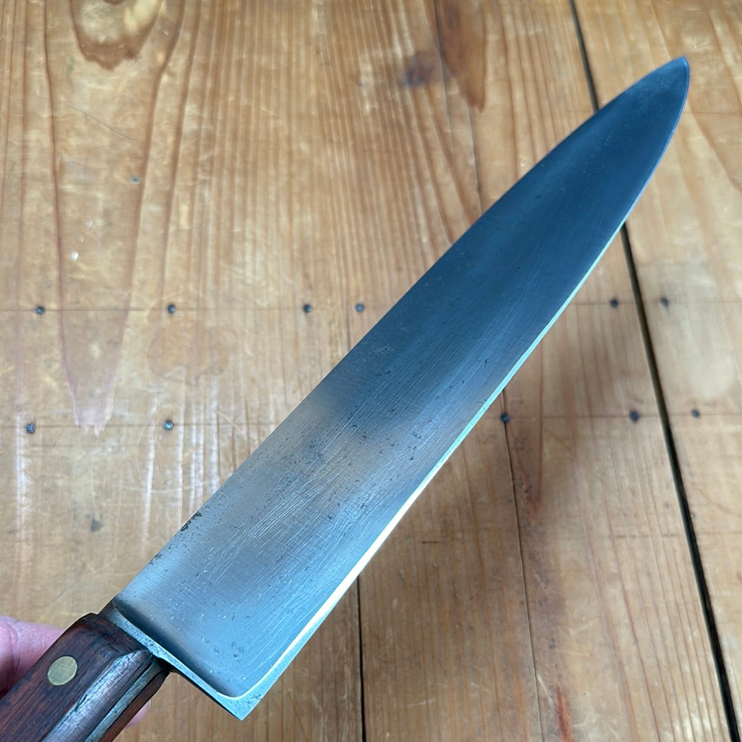 Clyde or Ontario 12" Chef Knife Carbon Steel Rosewood USA 1950s or 60s