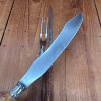 Meriden Cutlery Co Carving Set Stag & Sterling Late 19th Early 20th C?