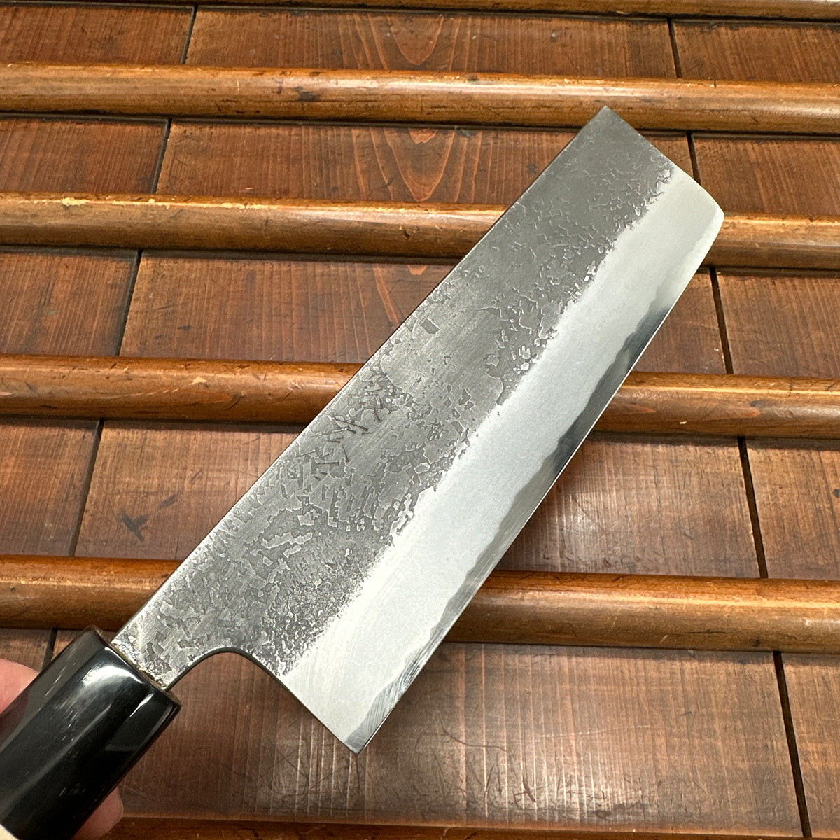 Wakui 165mm Nakiri V2 Carbon Kurouchi Nashiji  Ho Octagonal