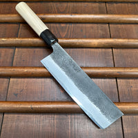 Wakui 165mm Nakiri V2 Carbon Kurouchi Nashiji Ho Octagonal