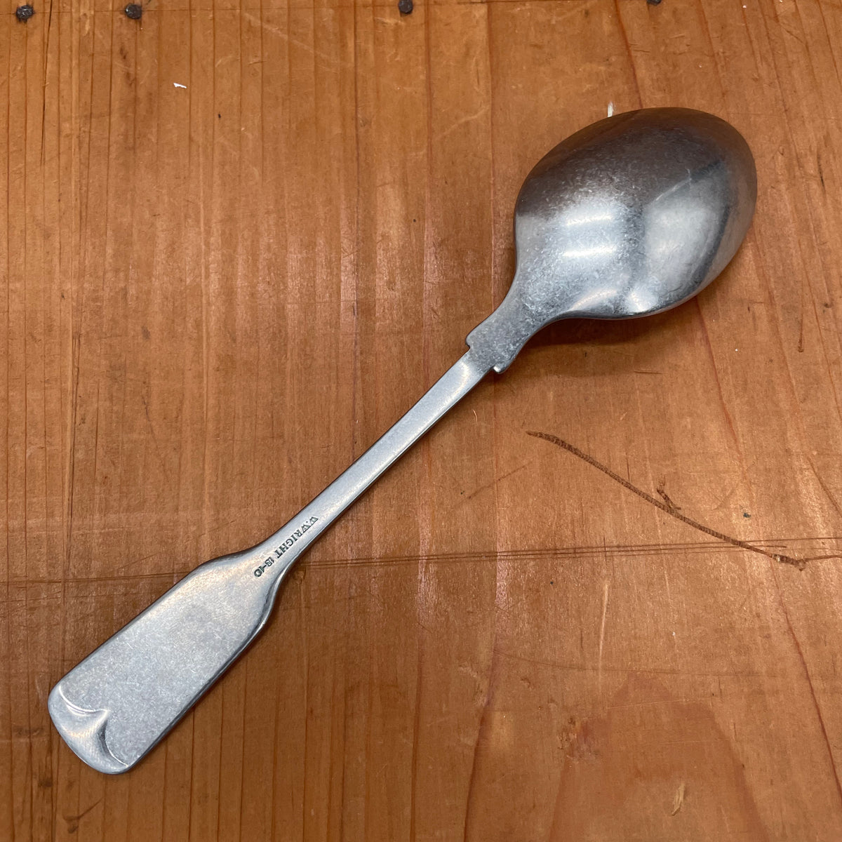 Old English Fiddle Dessert Spoon Stainless Yorkshire Rose Tumbled Finish