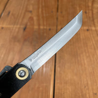 Higonokami 10cm Sakimaru Folding Knife Shirogami 2 Brass Handle(Black)