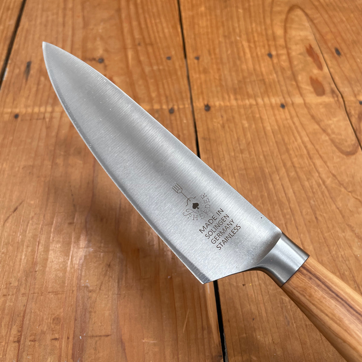 Friedr Herder Madera 6" Chef Forged Stainless Olive 1/2 Bolster