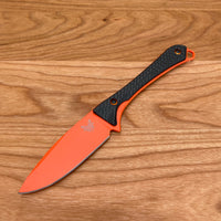 Benchmade 15201OR Altitude 3" Drop Point CPM-S90V Fixed Blade Orange Cerakote Carbon Fiber Handle with Sheath