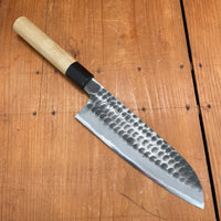 Hitohira Hinode 180mm Santoku Shirogami 2 Tsuchime Ho Wood (D-Shape)