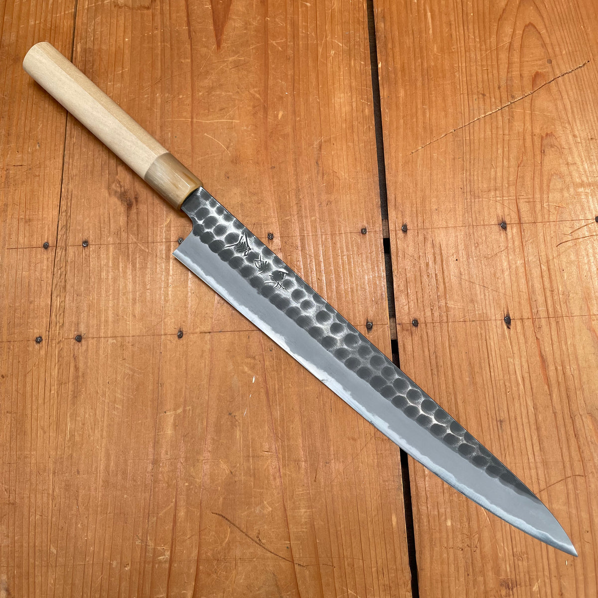 Hitohira Ajikataya 270mm Sujihiki Shirogami 2 Tsuchime Ho Wood (D-Shape)