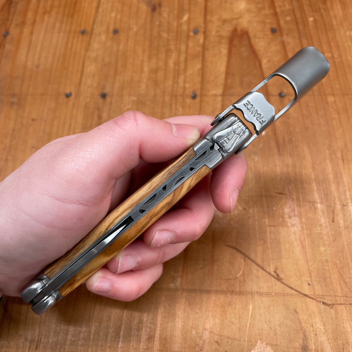 André Verdier Laguiole Cepage Wine Key - Two Bolster Olive
