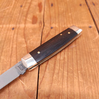 A Wright & Son 3 1/2" Senator Pocket Knife Carbon Steel Ebony Chased Spring