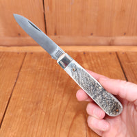 A Wright & Son 3 1/2" Spear Point Pocket Knife Carbon Steel Stag