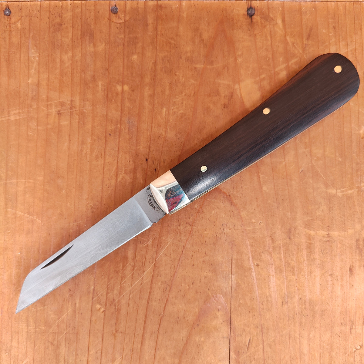 A Wright & Son 4" Lambsfoot Pocket Knife Carbon Steel Ebony