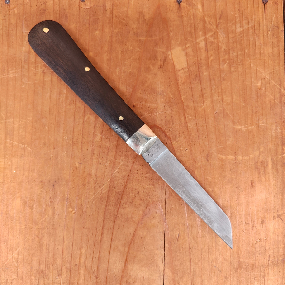 A Wright & Son 4" Lambsfoot Pocket Knife Carbon Steel Ebony