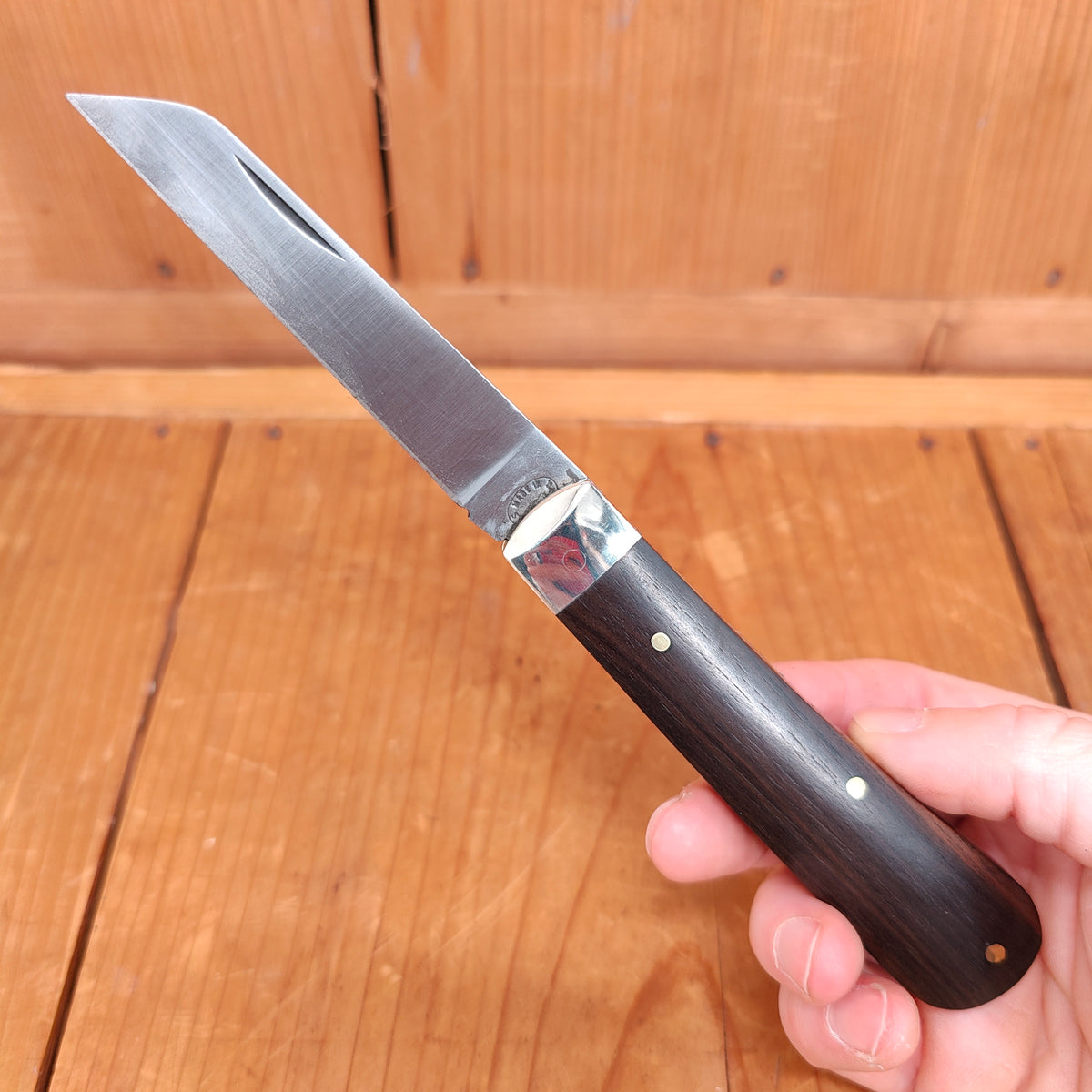 A Wright & Son 4" Lambsfoot Pocket Knife Carbon Steel Ebony