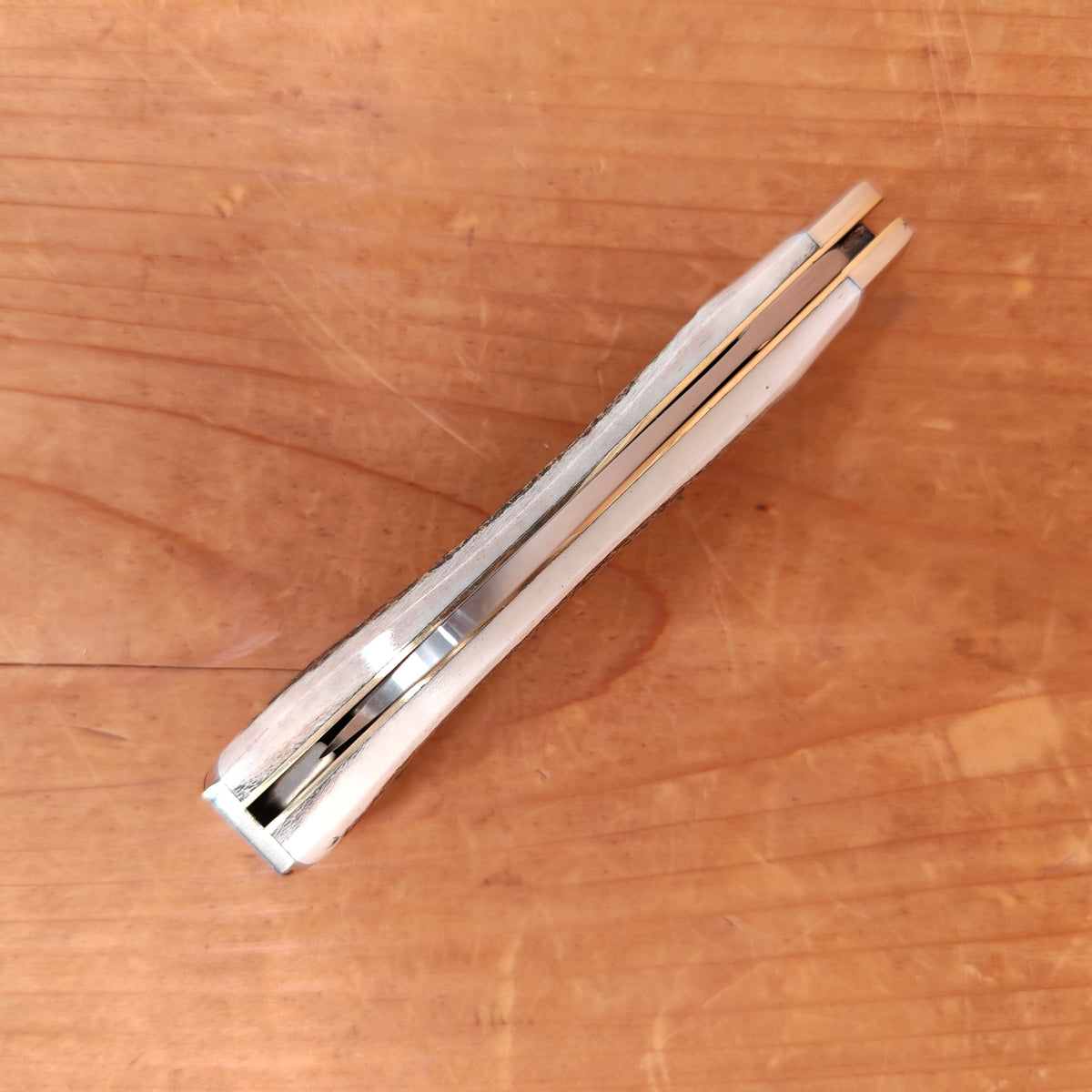 A Wright & Son Pruner 3 1/2" End Cap Pocket Knife Carbon Steel Stag Traditional Work Filed Spring