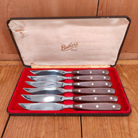 Set 6 Butler Sheffield Steak Knives Danish Modern in Box