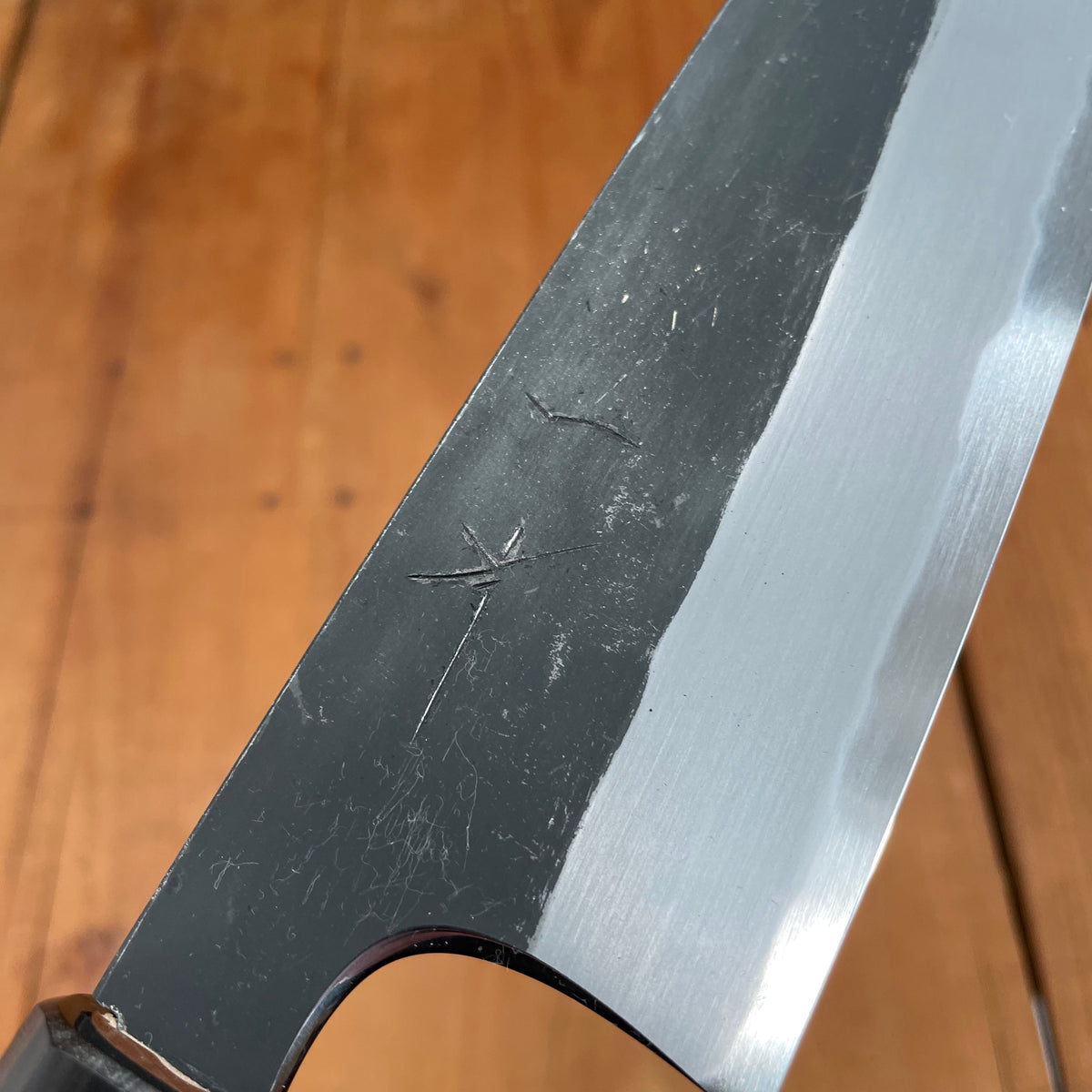 Hitohira Togashi 165mm Santoku Aogami 2 Kurouchi Cherry Handle Ebony End
