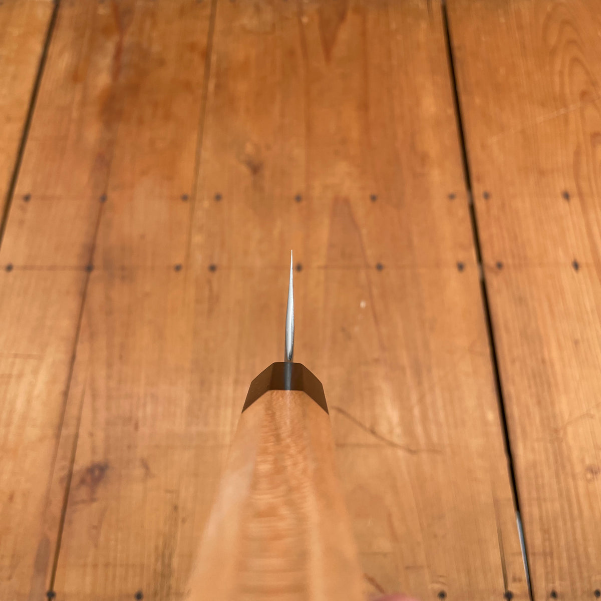 Hitohira Togashi 165mm Santoku Aogami 2 Kurouchi Cherry Handle Ebony End