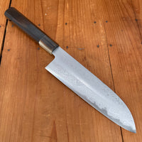 Yoshikazu Tanaka 180mm Santoku Shirogami 1 Damascus Ebony