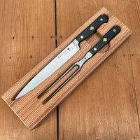 Friedr Herder Carving Set 8” Knife & Fork in Walnut Drawer Storage Box