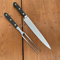 Friedr Herder Carving Set 8” Knife & Fork in Walnut Drawer Storage Box - 2 Pieces