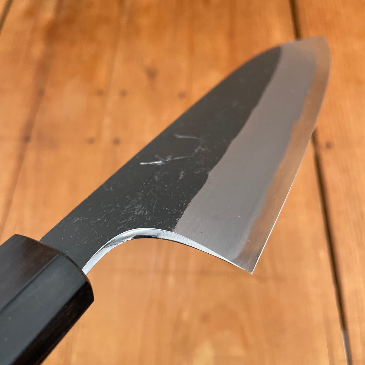 Hitohira Togashi 165mm Santoku Aogami 2 Kurouchi Cherry Handle Ebony End