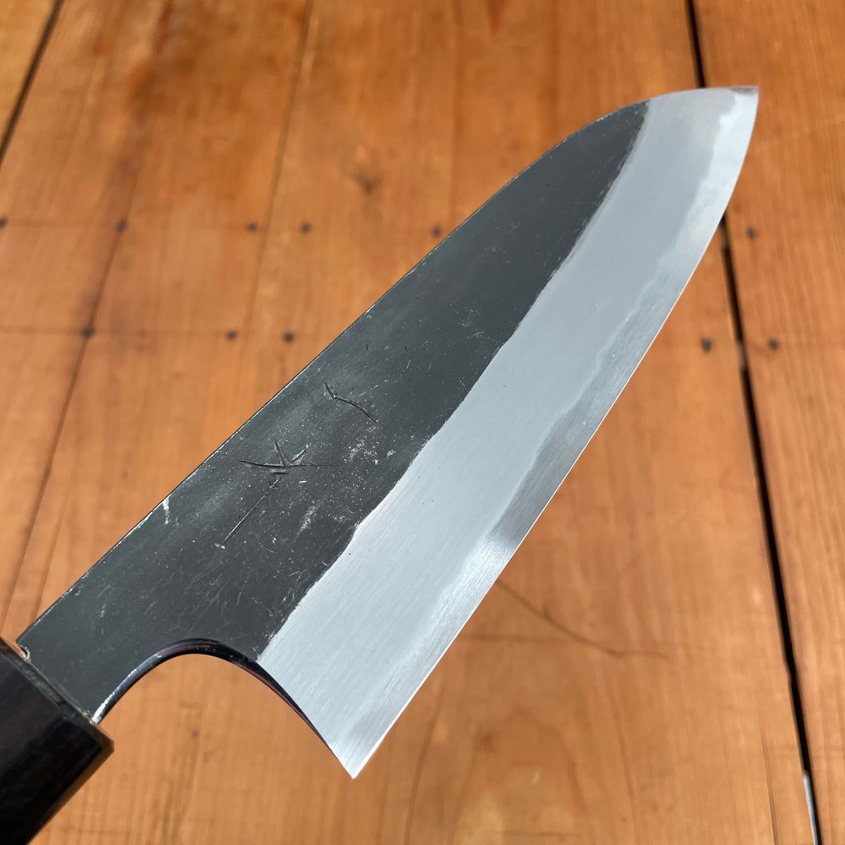 Hitohira Togashi 165mm Santoku Aogami 2 Kurouchi Cherry Handle Ebony End