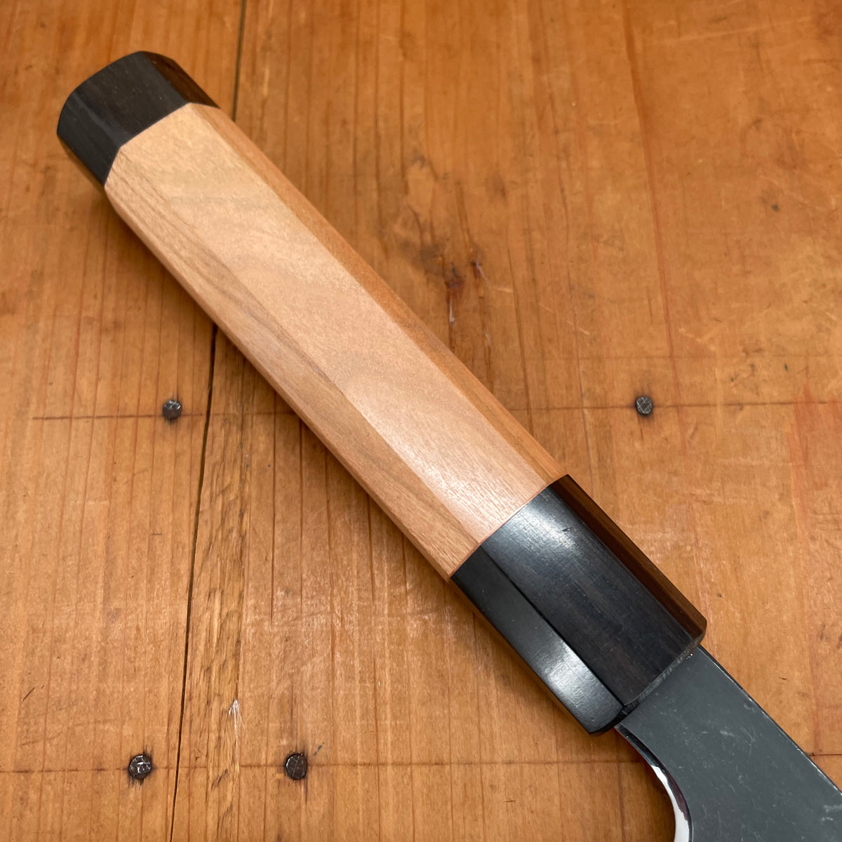 Hitohira Togashi 165mm Santoku Aogami 2 Kurouchi Cherry Handle Ebony End