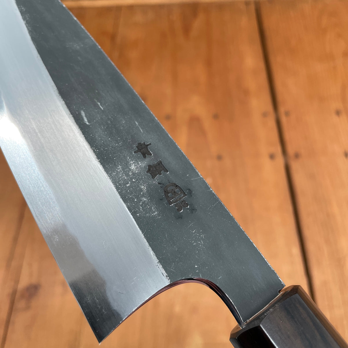 Hitohira Togashi 165mm Santoku Aogami 2 Kurouchi Cherry Handle Ebony End