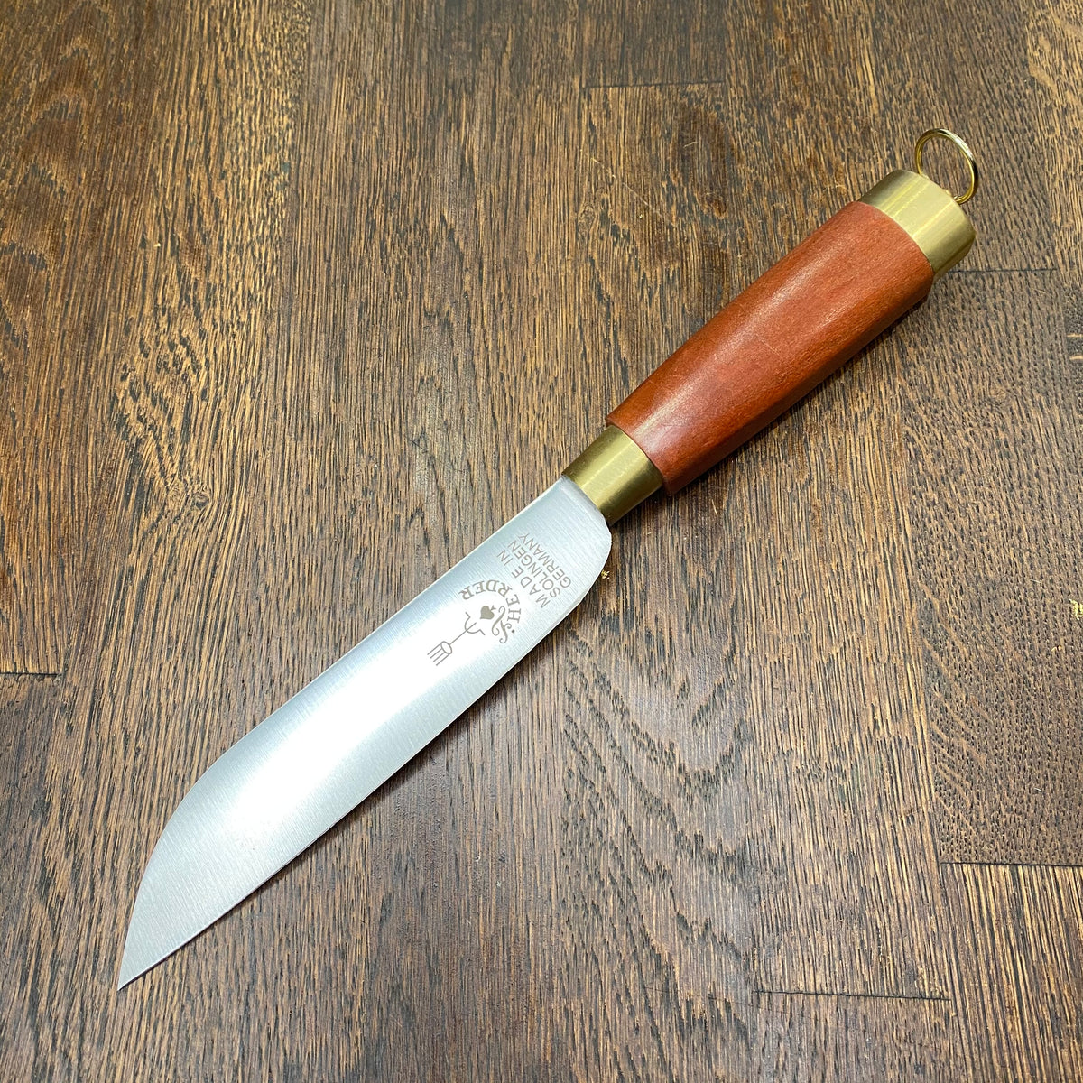 Friedr Herder 6” Old Netherlands Knife Boscher Carbon Steel Cherry Brass with Loop