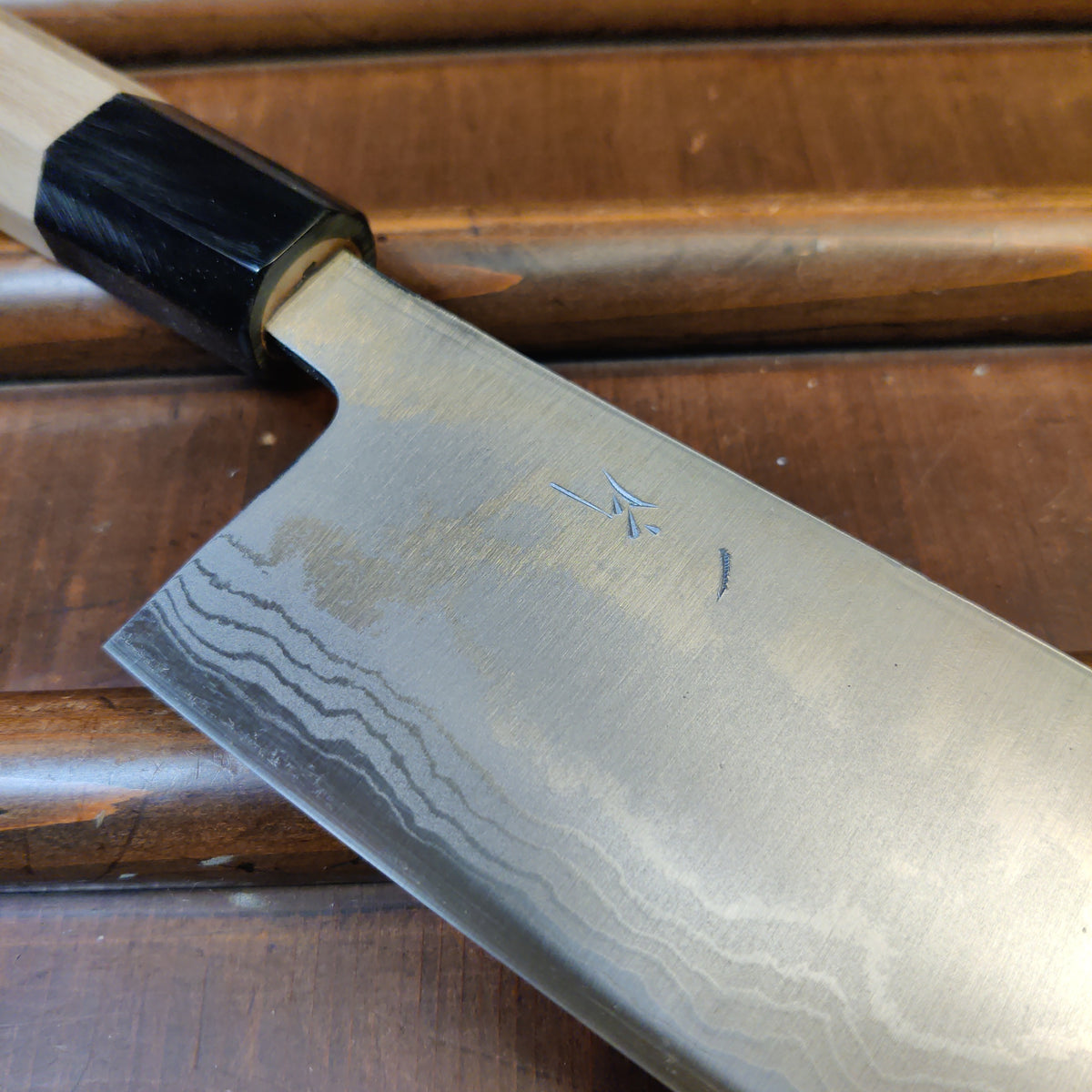 Hitohira GR 165mm Nakiri Iron Clad Aogami 2 Damascus Ho Wood