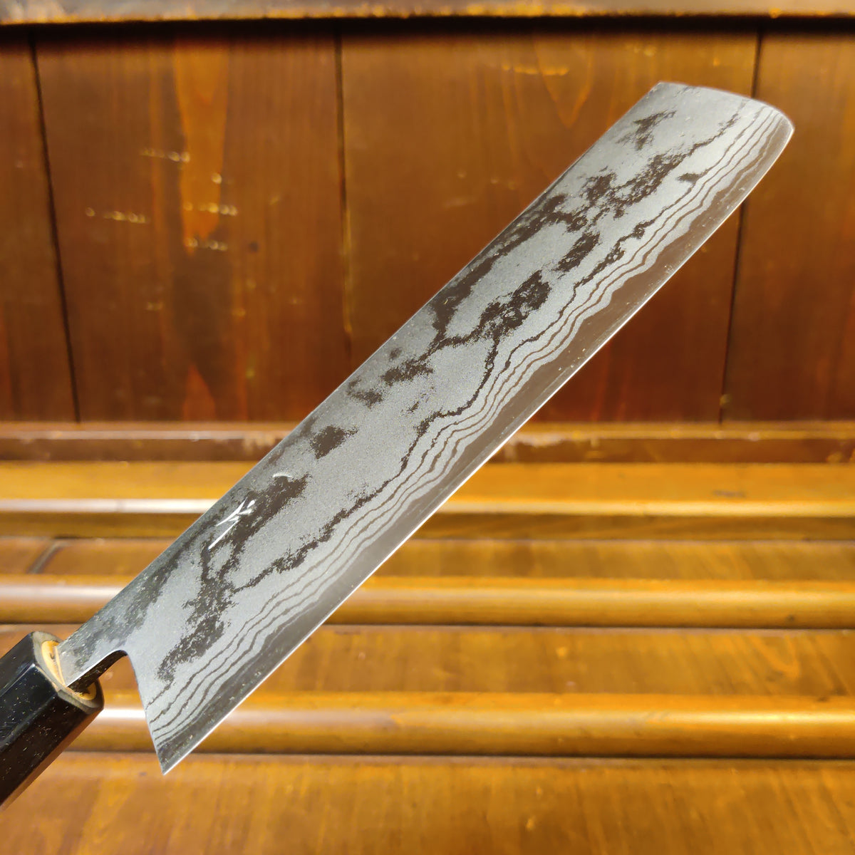 Hitohira GR 165mm Nakiri Iron Clad Aogami 2 Damascus Ho Wood