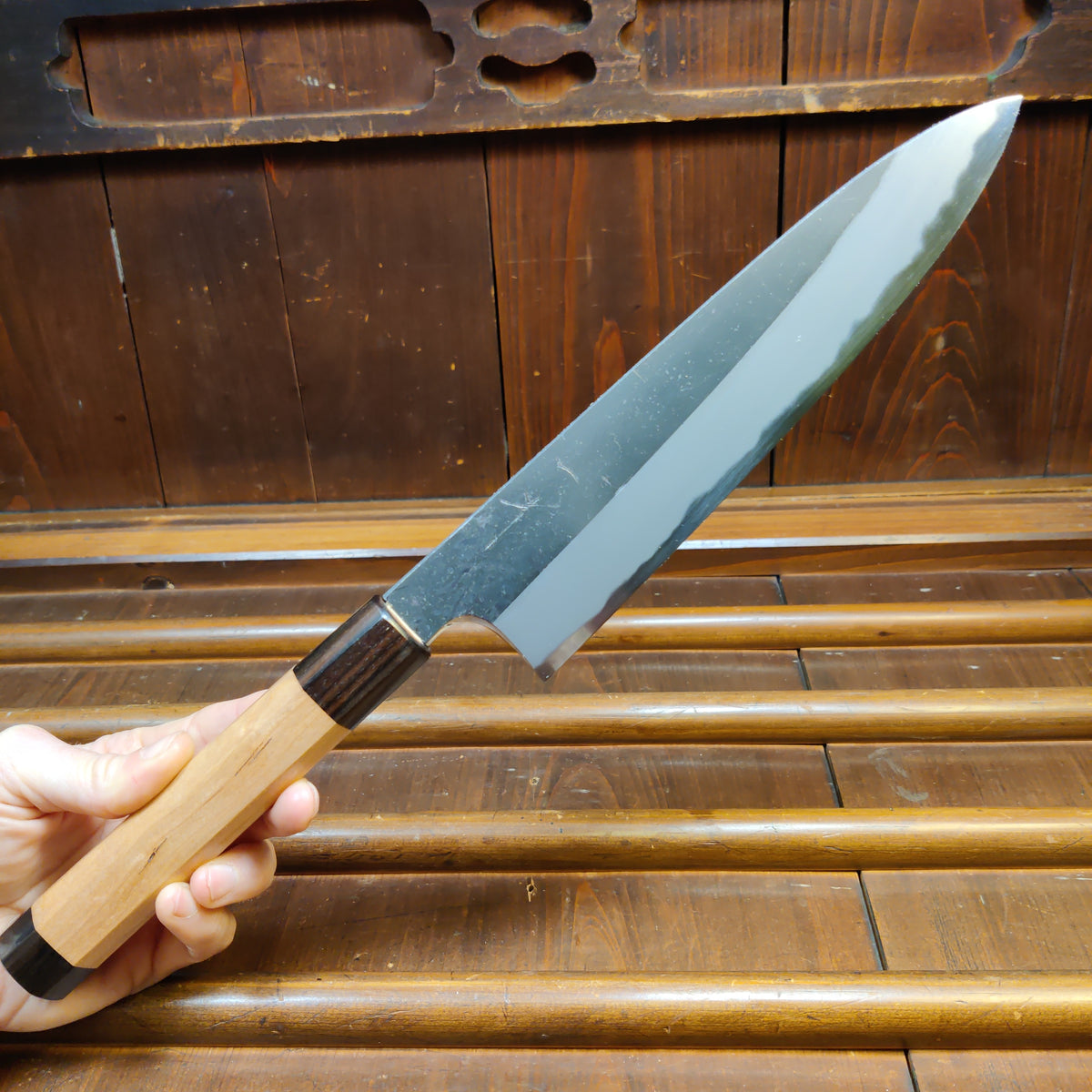 Hitohira Togashi 210mm Gyuto Aogami 2 Kurouchi Cherry Handle (Ebony End)