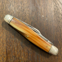 Powr-Kraft 4" Stockman Carbon Steel Blades Butterscotch Celluloid 1939-50s