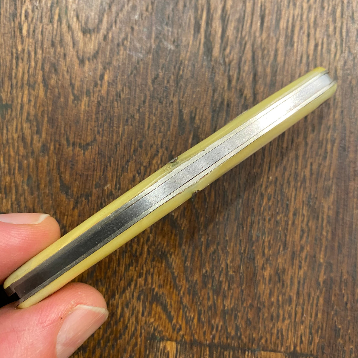 Western States 3 3/8” Serpentine Pen Carbon Blades Celluloid Scales 1911-51
