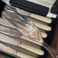 Fish Forks & Knives Silverplate & Celluloid -English 1930's?