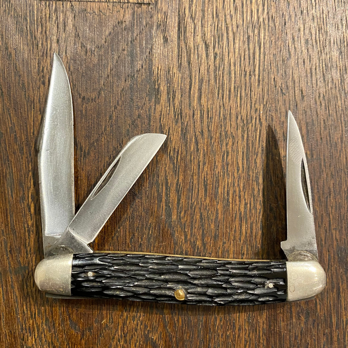 KA-BAR 3 5/8" Stockman Carbon Steel Rough Black 1960's-70's