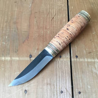 Iisakki Jarvenpaa 'Aito Puukko' 85mm Carbon Steel Stacked Birchbark & Brass Puukko