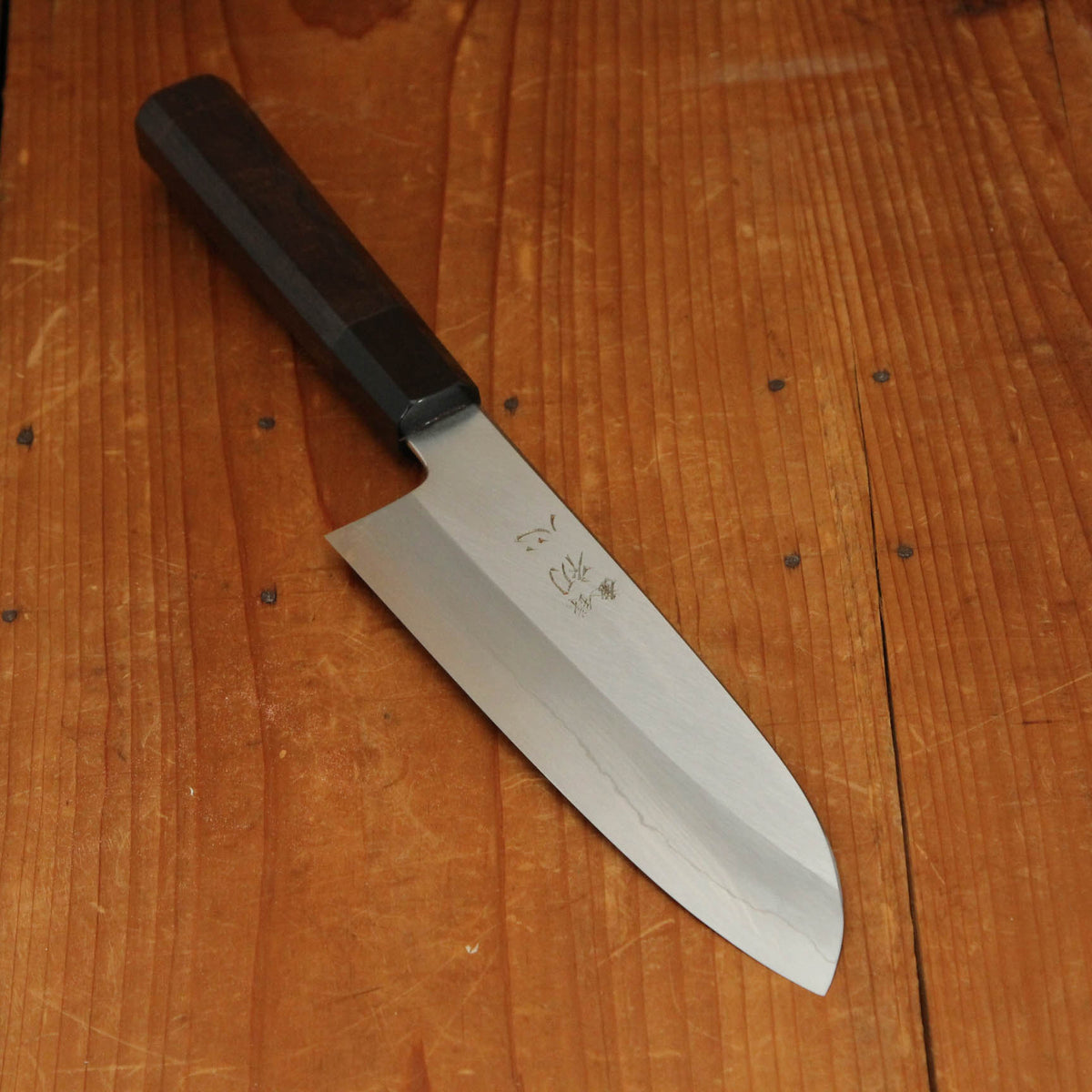 Hatsukokuro Nakagawa 170mm Santoku Ginsanko Ebony Handle