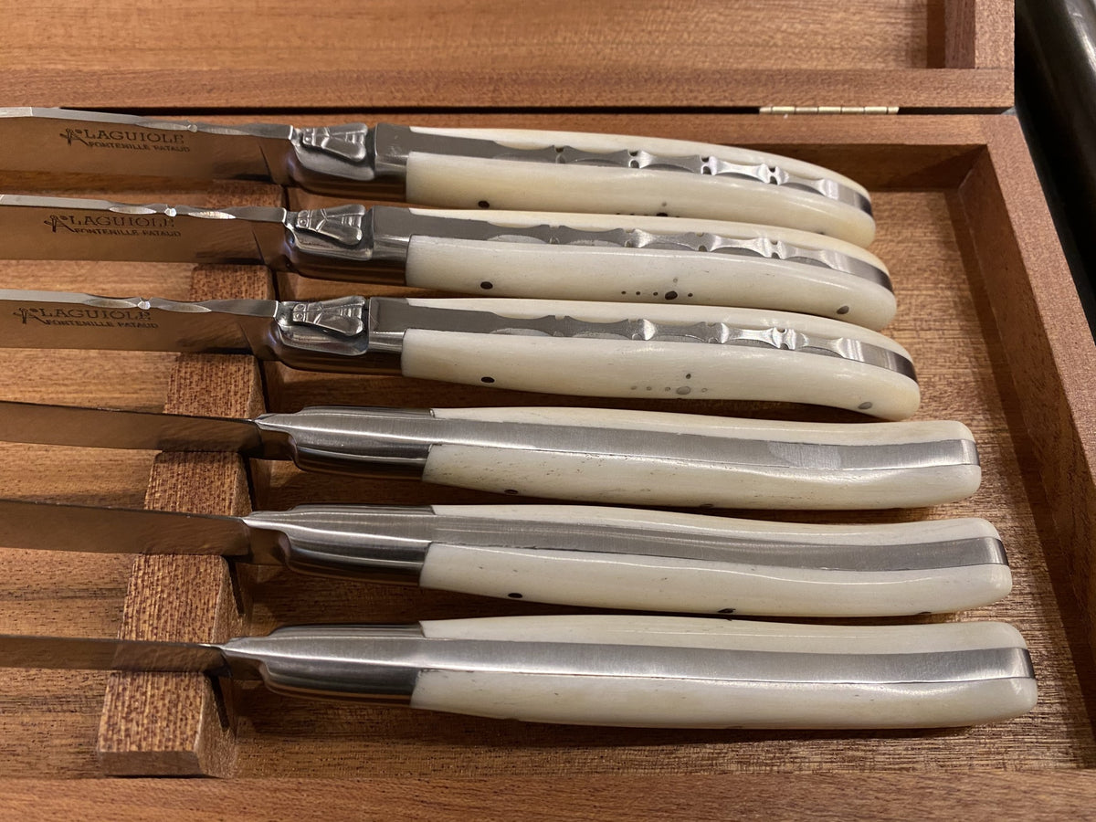 Fontenille Pataud Laguiole Steak Knife Set of 6 Cow Bone