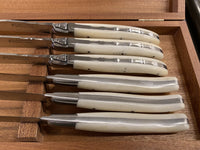 Fontenille Pataud Laguiole Steak Knife Set Cow Bone Handles - 6 Pieces