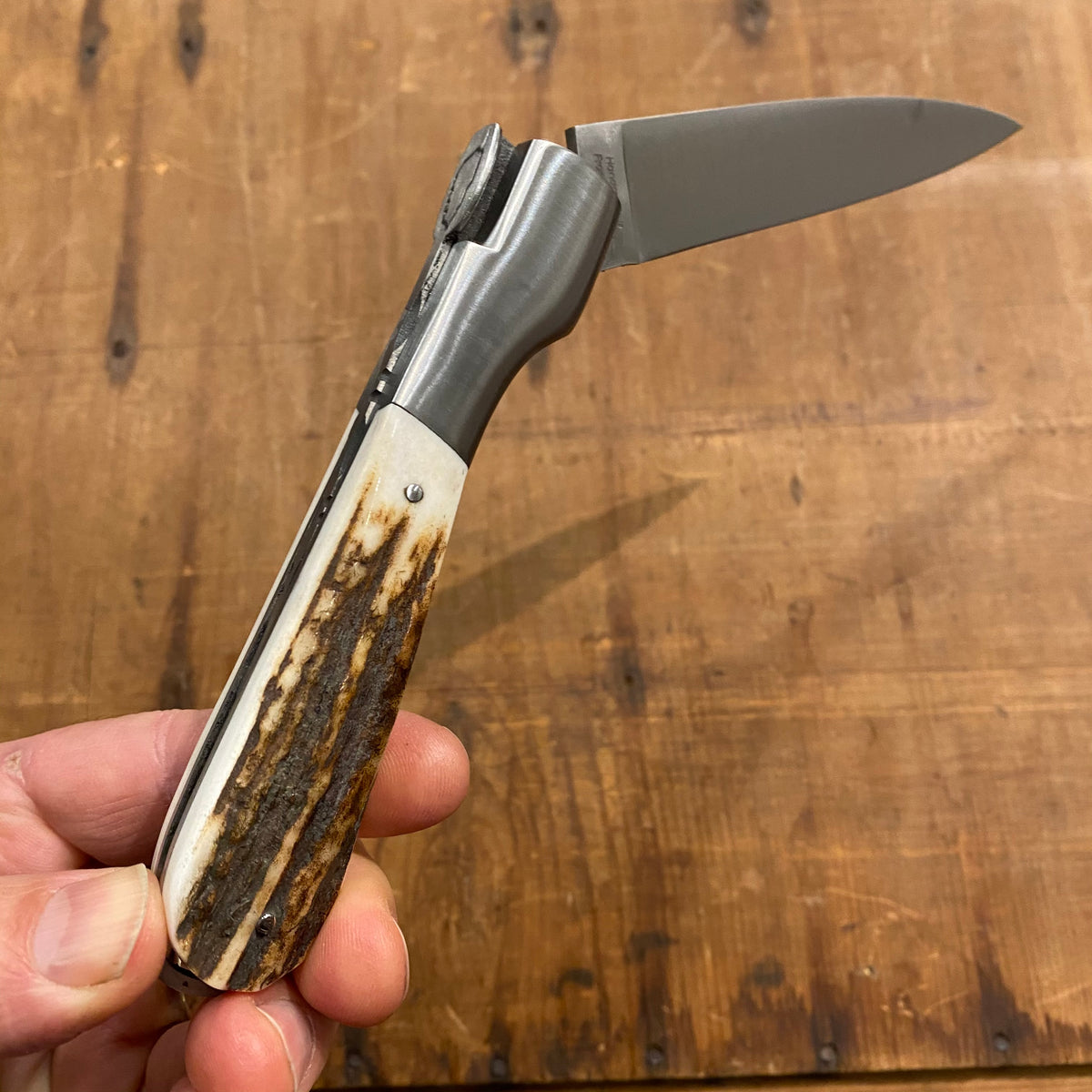 Fontenille Pataud Sperone 12cm Drop Point Stainless Lockback Stag Handle