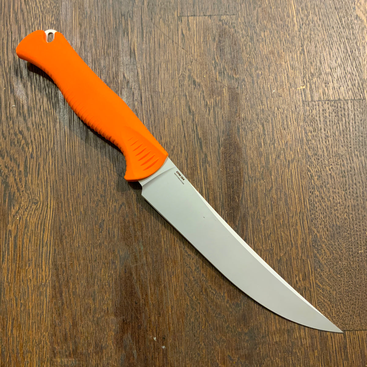 Benchmade 15500 Meatcrafter 6" Trailing Point CPM-154 Fixed Blade Orange Santoprene Handle with Sheath