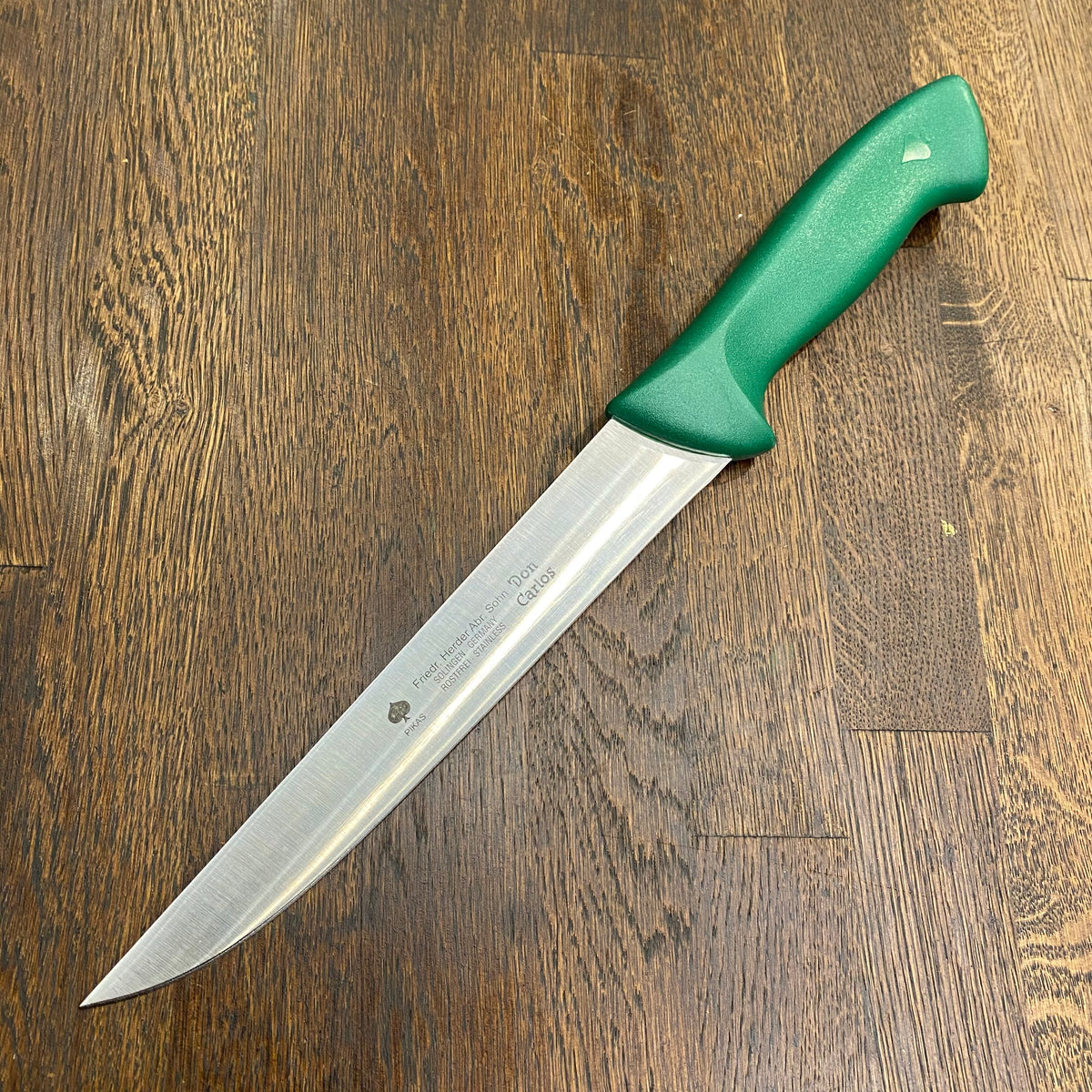 Friedr Herder Don Carlos 8.25” Breaking Knife Straight Stiff Stainless Green